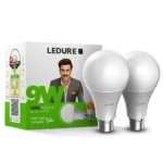 LEDURE 9W Uromaxx High Glow Led Bulb Pack of 1 (2 Bulbs) | B22 Base BIS and BEE Approved Cool White Day Light (6500K) High Surge Protection Long Life B22 bulb for Home and Office