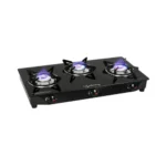 Lifelong 3 Burner Gas Stove Top for Kitchen – Manual Ignition Cooktop Modern Glass Stove for Modular Kitchen, ISI Certified & Compatible with LPG – 1 Year Manufacturer’s (Black, LLGS18)
