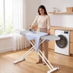 Lifelong Foldable Ironing Board with Steel Frame, Heat-Resistant Cover | Heavy-Duty & Durable Iron Board with Stand | Adjustable Height, Anti-Skid Legs, Portable & Space-Saving Design (Silver & White)