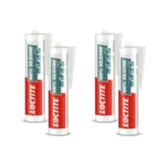 Loctite 100% silicone sealant, Waterproof, No shrinkage,Dries in 10mins,Waterproof in 2hrs,Ideal for kitchen, bathroom,HVAC applications, sealant for glass, ceramics, aluminum, steel, White,260ml x 4