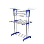 Mega Clothes Stand With Foldable Wings | Stylish Garment Stand | Clothes Hanging Rack | Clothes Hanger for Balcony & Bedroom | 2-Tier Folding Clothes Stand | Clothes Drying Rack ( Blue )