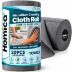 Microfiber Cleaning Cloth Roll 20 Pcs, Reusable & 4000 Times Washable – 10X Cheaper Than Paper, Ultra Absorbent Lint Free, Tearable Dusting Wipes for Kitchen, Glass, Car & Home Cleaning,