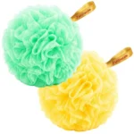 Midazzle Luxury Bathing Loofah Sponge Exfoliator Scrubber for High Lather Cleansing (Pack of 2, Green & Yellow)