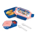 MILTON Sherry Tiffin (Bheem) Lunch Box for Kids Boys & Girls with Leak-Proof Inner Container| Food Grade,BPA Free,Compact & Durable Snacks Box for Kids I Plastic Spoon & Fork, 520 ml, Blue