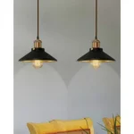 Homesake Single Black Cone Pendant with Rose Gold Holder, Modern Nordic Hanging Ceiling Light – (E27 Bulb Included) – Pack of 2