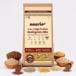 Naario 9-in-1 Protein Atta | Multigrain Atta | 8g Protein Per Roti | No Wheat | Low GI | Diabetic Friendly | 9 Roasted Grains — Black Chana, Jowar, Ragi, Bajra, Oats, Flaxseeds | Gluten Free | 1Kg