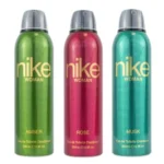 Nike Women Deodorant Spray Combo (Amber + Rose + Musk) – 200ml Each | Pack of 3 Long Lasting Body Spray | Odour Control & Freshness | Deo for Women