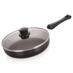 Nirlon Fry Pan with Glass Lid 22cm, Heat-Resistant Handle, Heavy Guage 3mm Thickness Aluminum 3-Layer Nonstick Coatings(Compatible with All Induction, Gas & stovetops)|IND_Range_Fry_Pan22_Glass_Lid