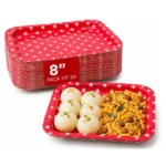 Paper Plates | 8 inch – Pack of 20 | Disposable Plates Big Size for Snacking & Everyday Use Red Color