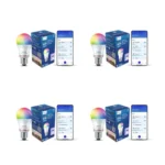 PHILIPS WiZ 12W E27 Wi-Fi & Bluetooth LED Smart Bulb with Music Sync, Compatible with Amazon Alexa & Google Assistant, 16 Million Colours & Motion Sensing Technology | Pack of 4