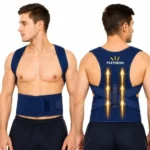 PLETHEON Posture Corrector Belt for Men & Women, Adjustable Upper Back Brace & Clavicle Support, Shoulder Straightener for Sitting & Standing Posture, Free Size (Blue)