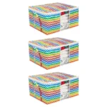 Pretty Krafts Set of 3 Non Woven Underbed Storage Bag with Handles, Clear Window & Zipper Lock | Quilt, Comforter & Blanket Cover Organiser | Foldable Cloth Storage Closet Bag (62x40x28cm, Multicolor)