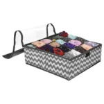 PrettyKrafts Fabric Innerwear Clothing Organizer 15+1 Compartment,Folding Drawer Wardrobe Organizer,Bra,Scarf,Belt,Tie,Undergarments,Foldable Storage Box with Lid,Dressing Table Storage Box(Black)