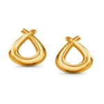 Rubans Demi Fine Gold Toned Round Stud Earrings for Women Stylish Jewellery