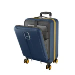 Safari Cabin Trolley Bag with Laptop Compartment, Hardside Polycarbonate Small (55cm) Suitcase | 360° 8 Wheel Spinner Travel Luggage| Recessed Combination Lock|Thorium Neo| Graphite Blue