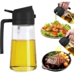 SITOVI 2-in-1 Glass Oil Sprayer and Dispenser Bottle – 500ml Capacity | Multi color Lid | Refillable Kitchen Tool for Cooking, Frying, BBQ, Salad, Baking | Olive Oil & Vinegar Spray Bottle