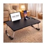 Smart Multipurpose Foldable Laptop Table with Cup Holder, Study Table, Bed Table, Breakfast Table, Foldable and Portable/Ergonomic & Rounded Edges/Non-Slip Legs (Black NEW)