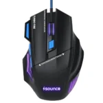 Sounce Apex Wired Gaming Mouse with 7200 DPI Precision Optical Sensor, 7 Programmable Buttons, RGB LED Modes, Braided Cable and Ergonomic Comfortable Design for PC Laptop Desktop Gamer Use (Black)
