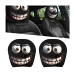 STHIRA 2Pcs Car Headrest Ghost Cover, Stretchy Polyester Smirk Face