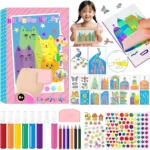 SUPER TOY Rainbow Scratch Art Squeeze Dot Painting Kit for Kids, Rainbow Scratch Magic Paper DIY Postcard Activity Set, Magic Dot Scratch Painting Gifts for Girls and Boys
