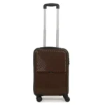 Teakwood Small Size 8 Wheels Trolley Bag, Hard Cabin with Zipper Closure, Adjustable Push Button & Cross Side Strap, Number Lock System 360 Degree (Small, Brown)