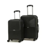 Teakwood Set of 2 8 Wheels Trolley Bag, Hard Cabin with Zipper Closure, Adjustable Push Button & Cross Side Strap, Number Lock System 360 Degree (Set of 2, Black)