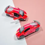 The Flyers Bay 1:32 Scale DieCast Metal Pull-Back Action Openable Doors Premium Car Toy for Kids Realistic Miniature Model Gift 2+yrs Girls Boys (Red)