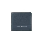 Tommy Hilfiger Men’s Genuine Leather Passcase Wallet Berkane – Navy | High Capacity Bifold with 12 Card Slots, 2 Compartments & Id Window | Stylish Purse of Gents
