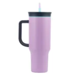 Tumbler with lid and Straw 1200ML Cup Stainless Steel Vacuum Insulated Tumbler for Water, Iced Tea or Coffee 1.2L Office Gym Travelling (Purple Black)