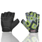 USI Universal Gym Gloves, 733BR Bouncer Fitness Gym Gloves, Workout Powerlifting Gloves, Microfiber, Padded Palm, Digital Printed Back Palm (L, Green)