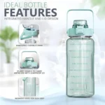 VISBY INDIA 2L Motivational Water Bottle with Time Marker & Straw – Large Capacity, Leak-Proof & Break-Proof Transparent Sports Bottle | BPA-Free Fitness Jug for Gym, Office, School & Travel