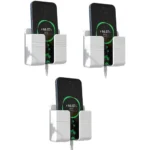 Wall Mounted Mobile Holder Storage Case for Remote with Charging Port & Adjustable Viewing Angle Mobile Stand/Multi Purpose Stand – White (Pack of 3)