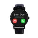 WatchOut Wearables Elegant Gen2 Black Jack Smart Watch with Heart Rate Monitor, Call Feature, Notification, Health and Sports Tracker with Genuine Leather Strap